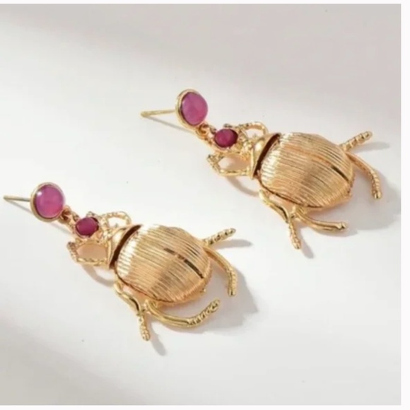 ❤️ FREE Bug Insect Beetle Artsy Science Chic Glam Hipster Hippie Drop Earrings - Picture 1 of 4